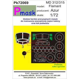 1:72 Pmask Dassault MD-312/MD-315 Flamant canopy and wheel paint mask ( for  Az…