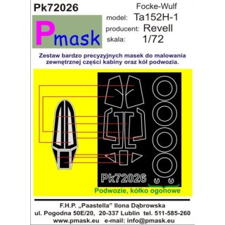 1:72 Pmask Focke-Wulf Ta-152H-1 canopy and wheel paint mask ( for  Revell kits)