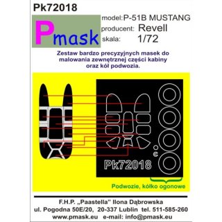 1:72 Pmask North-American P-51B Mustang canopy and wheel paint mask ( for  Reve…