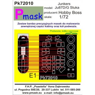 1:72 Pmask Junkers Ju-87G Stuka canopy and wheel paint mask ( for  Hobby Boss…