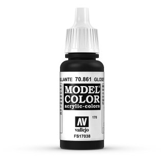 70861 Vallejo Model Color Glossy Black, 17 ml (861)