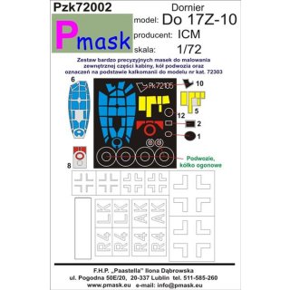 1:72 Pmask Dornier Do-17Z-10 cabin and insignias ( for  ICM72303 kits)