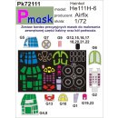 1:72 Pmask Heinkel He-111H-6 canopy and wheel paint mask...
