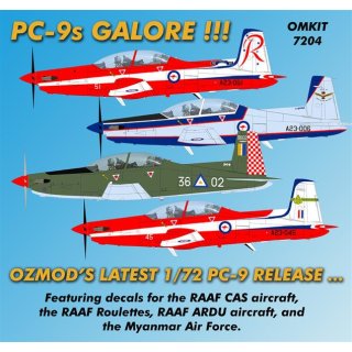1/72 OzMods Pilatus PC-9 with decals for RAAF CAS aircraft, RAAF Roulettes. RAAF ARDU aircra…