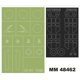 1/48 Montex Kawasaki Ki-61-Id Hien (Tony) 2 canopy masks (outside & inside) + 1 insignia mas…