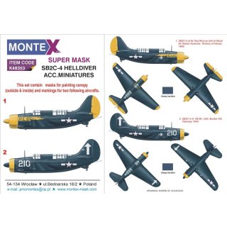 1/48 Montex Curtiss SB2C-4 Helldiver 2 canopy mask (outside & inside) + 2 insignia masks (de…