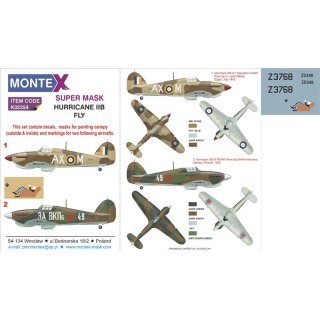 1/32 Montex Hawker Hurricane Mk.IIb 2 canopy mask (outside & inside) + 3 insignia masks + de…