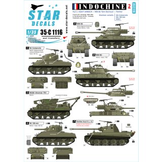 1/35 Star Decals Indochine #2. M36B2, Sherman M4 Composite, M4 105mm, M4A1, Pz.Kpfw.v Ausf.A/Ausf…