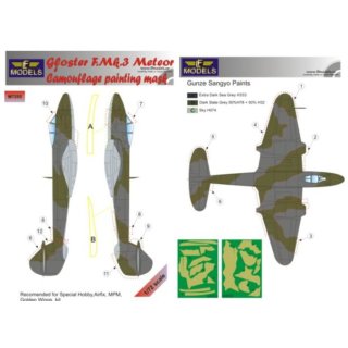 1/72 LF Models Gloster Meteor F Mk.3 Camouflage Painting Mask (designed to be used with Airfix,…