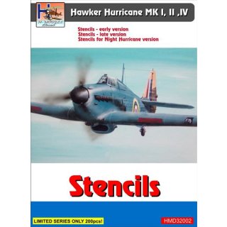 1/32 H-Model Decals Hawker Hurricane stencils (set for 3 a/c) [Mk.I Mk.IIb Mk.IIc M.IV night fighter…