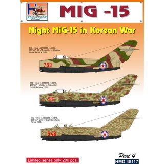 1/48 H-Model Decals Mikoyan MiG-15 Night Fighters over Korea, Pt.4