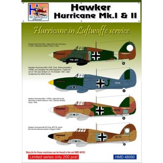 1/48 H-Model Decals Hawker Hurricane Mk.I/Mk.IIC/Trop in Luftwaffe Service