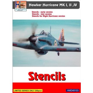 1/48 H-Model Decals Hawker Hurricane stencils Mk.I/Mk.IIb/Mk.IIc, Mk.IV (set for 4 a/c)