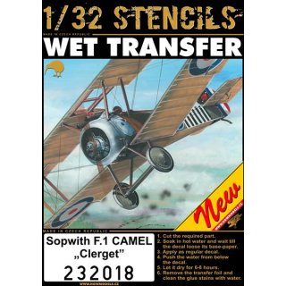 1/32 HGW Sopwith F.1 Camel - Clerget Stencils (designed to be used with Wingnut Wings kit…