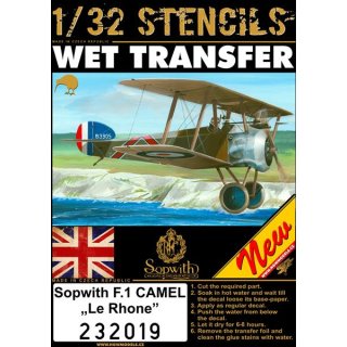 1/32 HGW Sopwith F.1 Camel - Le Rhone Stencils (designed to be used with Wingnut Wings ki…