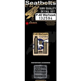 1/32 HGW Curtiss P-40E Warhawk pre-cut (laser) Seat belts (designed to be used with Haseg…