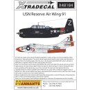 1/48 Xtradecal US Navy Reserve Air Wing 91 (4) TBM-3E Avenger BuNo 53638…