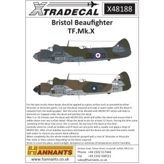 1/48 Xtradecal Bristol Beaufighter TF. Mk.X (4) RD427 EO_O 406(RCAF) RAF…