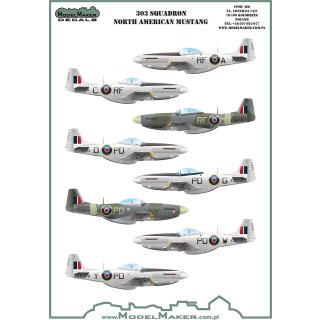 1/72 Model Maker Decals 303 Squadron North-American P-51D Mustangs