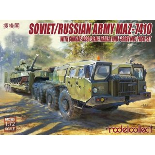 1:72 Modelcollect Soviet/Russian Army MAZ-7410 with ChMZAP 9990 Semi-Trailer a.T-80BV mbt pack set