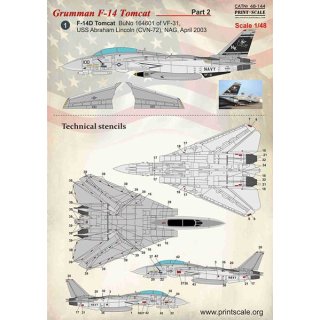 1/48 Print Scale Grumman F-14 Tomcat Part-2 1. F-14D Tomcat BuNo 164601 of…