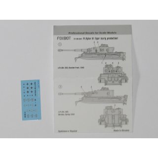 1/100 Foxbot Decals Pz.Kpfw.VI Tiger (middle and late production)