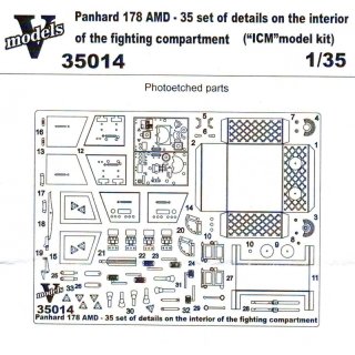 1/35 Vmodels Photo-etched set 3 Panhard 178AMD-35 interior of fighting…