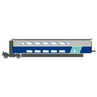 SNCF, „TGV Euroduplex“ Zwischenwagen in silber-blauer Lackierung, 2. Klasse, Ergänzungswagen