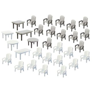 24 Garden chairs and 6 Tables