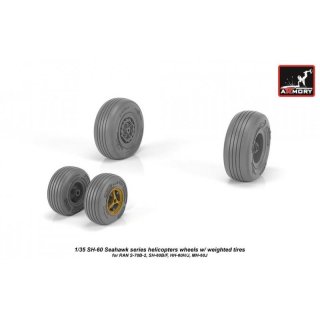 1/35 Armory Sikorsky SH-60 Seahawk wheels with weighted tires for Academy