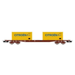"SNCF, 4-achs. Containerwagen Sgss, beladen mit 2 x 20 Container „Citroën"", Ep. IV"