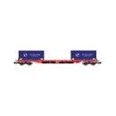 DB, 4-achs. Containerwagen Rglns, in roter Farbgebung,...