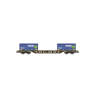 "FS CEMAT, 4-achs. Containerwagen Sgns, beladen mit 2 x 20 Coil-Container „Nizzi"", Ep. V-VI"