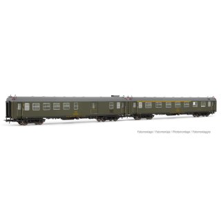 RENFE, 2-tlg. Set Reisezugwagen 5000 in olivgrüner Lackierung, bestehend aus 1 x Gepäckwagen BBD4 and 1 x Barwagen AAR, Ep. IV