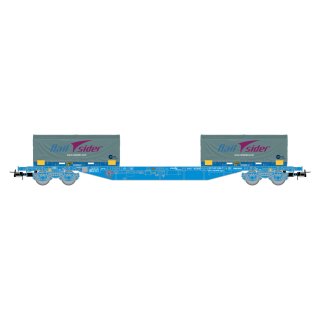 "RENFE, 4-achs. Containerwagen MMC3 in blauer Lackierung, beladen mit 2 x 24 Coil-Container „Cadfer/Railsider"", Ep. VI"