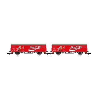 "RENFE, 2-tlg. Set 2-achs. gedeckte Güterwagen JPD, „Coca-Cola"", Ep. IV"