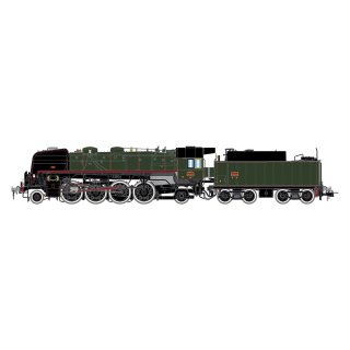 Schlepptenderdampflokomotive 141 R 1244, Tender mit großem Ölbunker, in grün-schwarzer Farbgebung mit weißen Radreifen, Ep. V, mit DCC-Sounddecoder