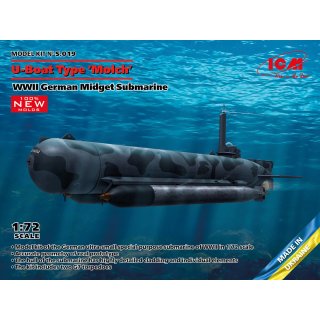 1:72 U-Boat Type Molch, WWII German Midget Submarine (100% new molds)