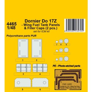 1:48 Dornier Do 17Z - Wing Fuel Tank Panels & Filler Caps (2 pcs.) 1/48