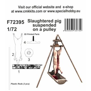 1:72 Slaughtered pig suspended on a pulley 1/72