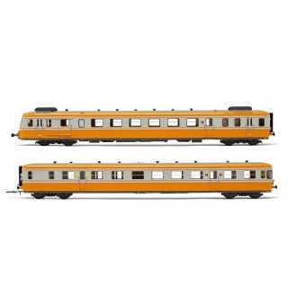 SNCF, Dieseltriebwagen RGP2, Trieb- und Beiwagen in modernisierter Ausführung, orange-betongraue Farbgebung, Ep. IV