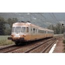 SNCF, Dieseltriebwagen RGP I mit Beiwagen in grau-oranger...