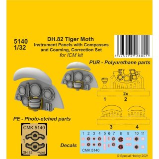 1:32 DH.82 Tiger Moth Instrument P. with Compasses and Coaming, Correction S.