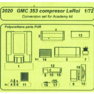 1:72 GMC 353 kompresor Le Roi conversion set für Academy Bausatz