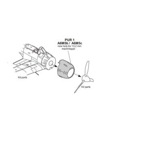 1:72 A6M5b/c Zero-Cowling with 13,2mm Machine