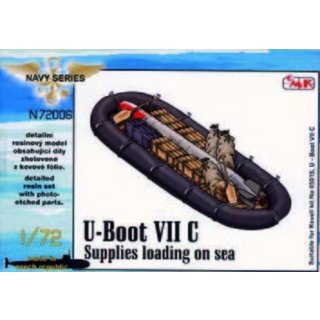 1:72 U-Boot VII Supplies loading on sea (food, ammo boxes, boat, 1x torpedo)