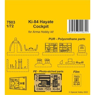 1:72 Ki-84 Hayate Cockpit for Arma Hobby kits